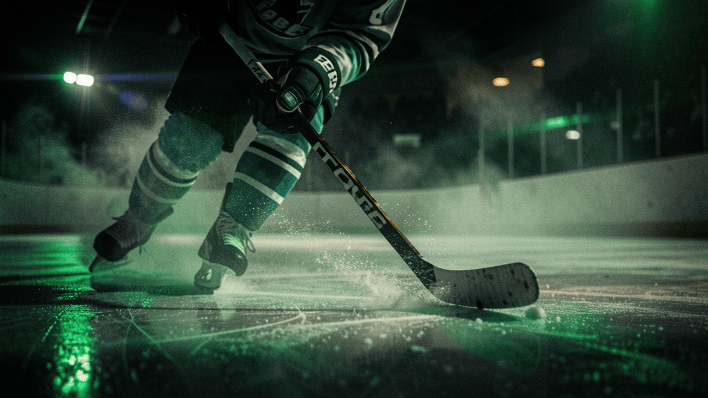 Hockey deke with intersecting motion paths that visualize connected outcomes