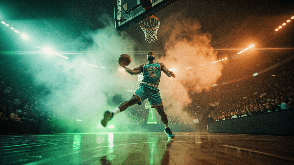 Abstract basketball court atmosphere with directional light and motion texture