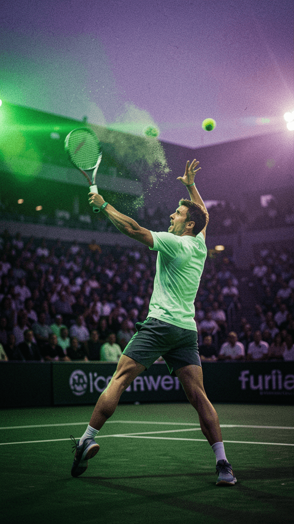 Dark multi-layer sports environment with simple lines and a clear focal area