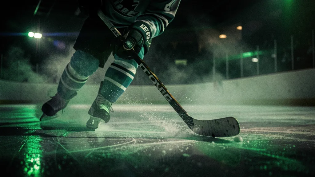 Hockey deke with intersecting motion paths that visualize connected outcomes